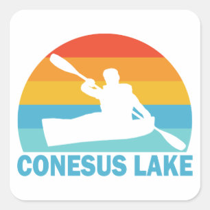Conesus Lake New York Kayak Square Sticker