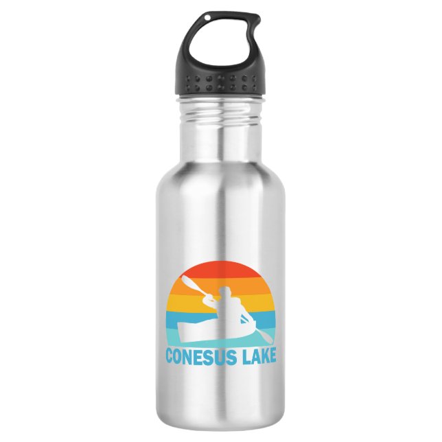 Conesus Lake New York Kayak Stainless Steel Water Bottle (Front)