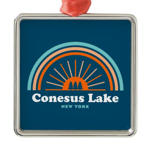 Conesus Lake New York Rainbow Metal Ornament