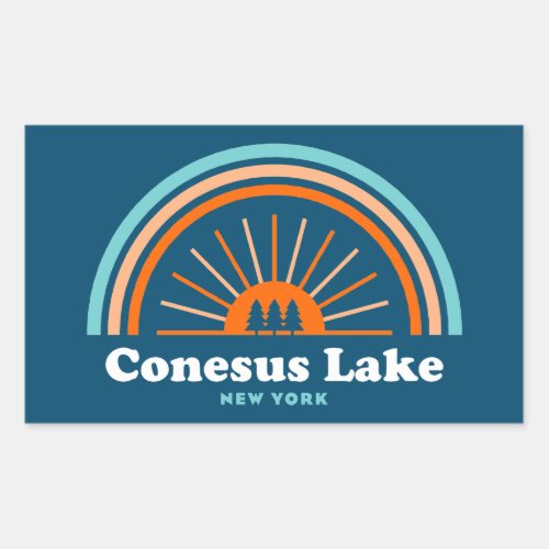 Conesus Lake New York Rainbow Rectangular Sticker