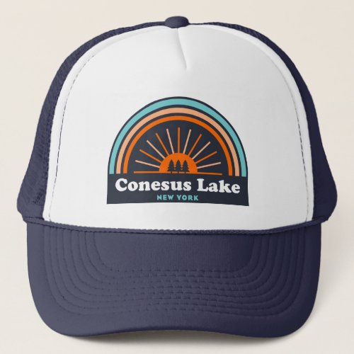 Conesus Lake New York Rainbow Trucker Hat