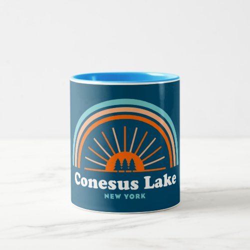 Conesus Lake New York Rainbow Two_Tone Coffee Mug