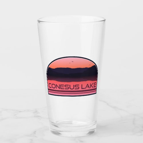 Conesus Lake New York Red Sunrise Glass
