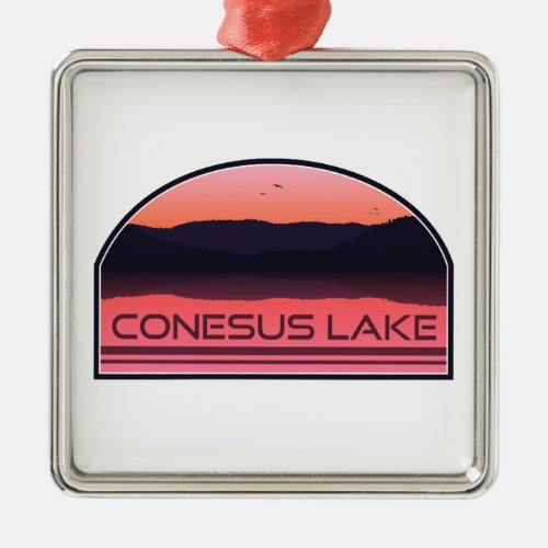 Conesus Lake New York Red Sunrise Metal Ornament
