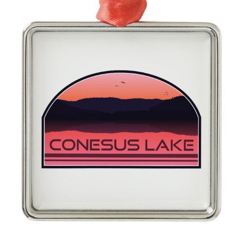 Conesus Lake New York Red Sunrise Metal Ornament