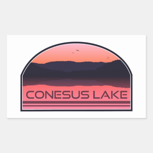 Conesus Lake New York Red Sunrise Rectangular Sticker