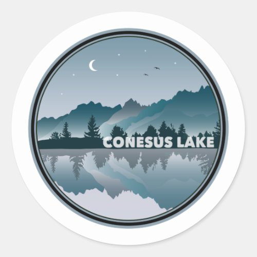 Conesus Lake New York Reflection Classic Round Sticker