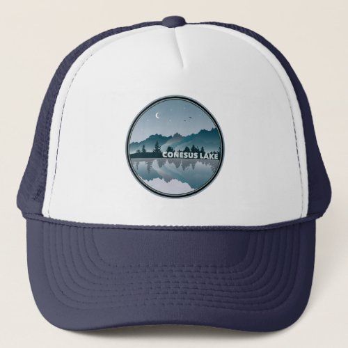 Conesus Lake New York Reflection Trucker Hat