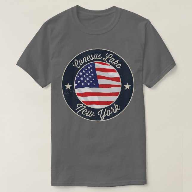 Conesus Lake - Patriotic New York Souvenir T-Shirt (Design Front)