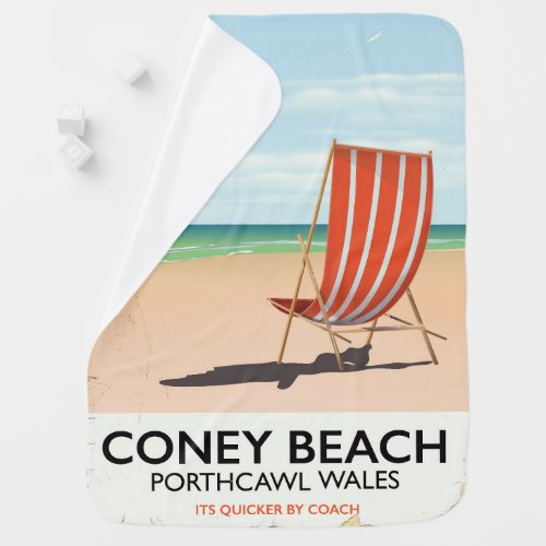 Coney Beach Porthcawl Wales travel poster Stroller Blanket