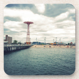 Coney Island Beach Panorama Drink Coaster