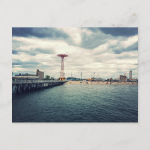 Coney Island Beach Panorama Postcard