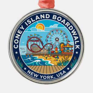 Coney Island Boardwalk USA Metal Ornament