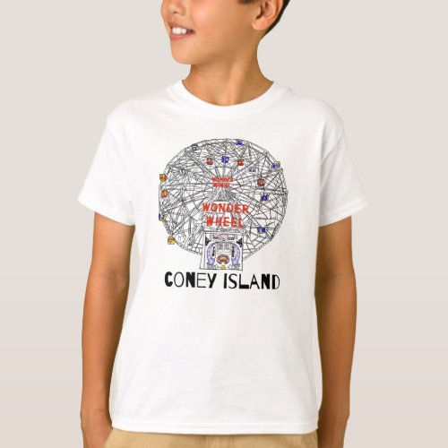 Coney Island Brooklyn New York City Ferris Wheel T_Shirt
