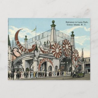Coney Island, Entrance to Luna Park, Vintage Postcard