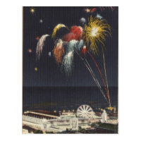 Coney Island Fireworks Postcard