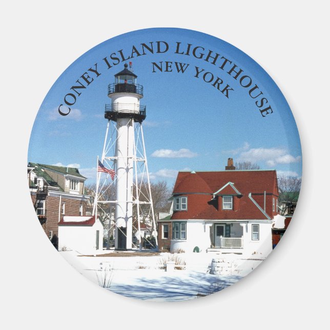 Coney Island Lighthouse, New York Round Magnet (Front)