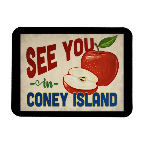 Coney Island New York Apple _ Vintage Travel Magnet