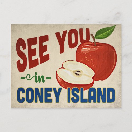 Coney Island New York Apple _ Vintage Travel Postcard