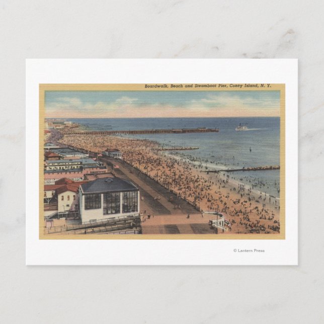 Coney Island, New York - Boardwalk, Beach Postcard (Front)