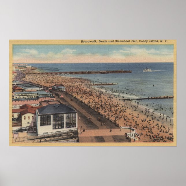 Coney Island, New York - Boardwalk, Beach Poster (Front)