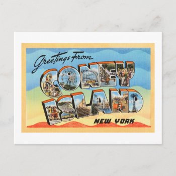 Coney Island New York Ny Vintage Travel Postcard - by AmericanTravelogue at Zazzle