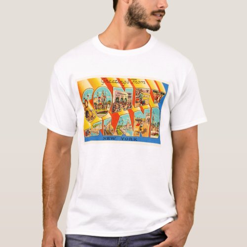 Coney Island New York NY Vintage Travel Souvenir T_Shirt