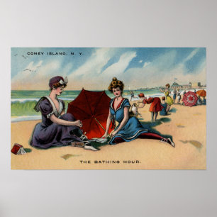 Coney Island NY 1909 Beach Scene Poster