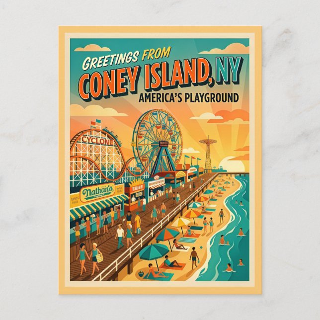 Coney Island NY Americas Playground Postcard (Front)