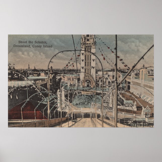 Coney Island, NY - Shoot the Schutes Ride Poster (Front)