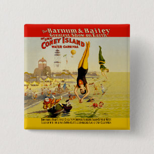 Coney Island Sideshow Poster Pinback Button