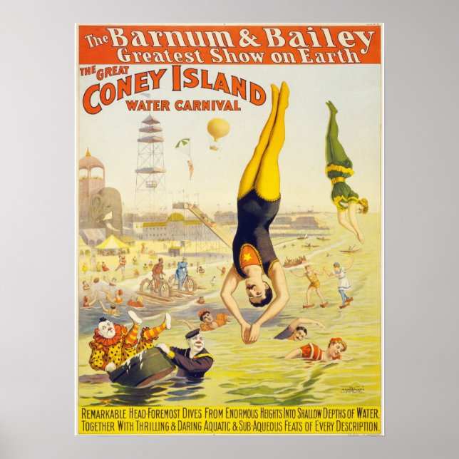 Coney Island Vintage Circus Acrobats Poster (Front)