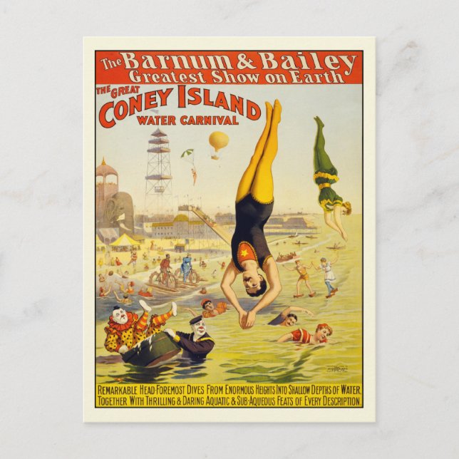 Coney Island Water Carnival Postcard Poster (Front)