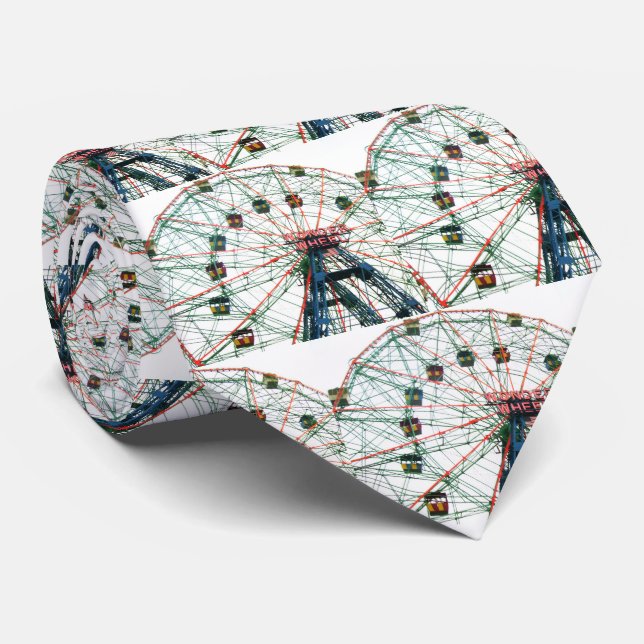 Coney Island Wonder Wheel Brooklyn New York City Neck Tie (Rolled)