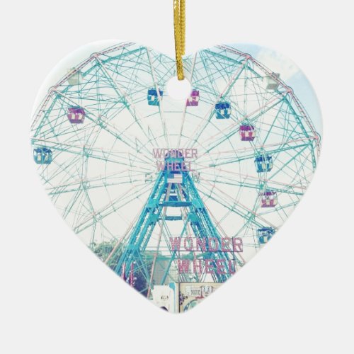 Coney Island Wonderwheel Ferris Wheel in Summer Ceramic Ornament