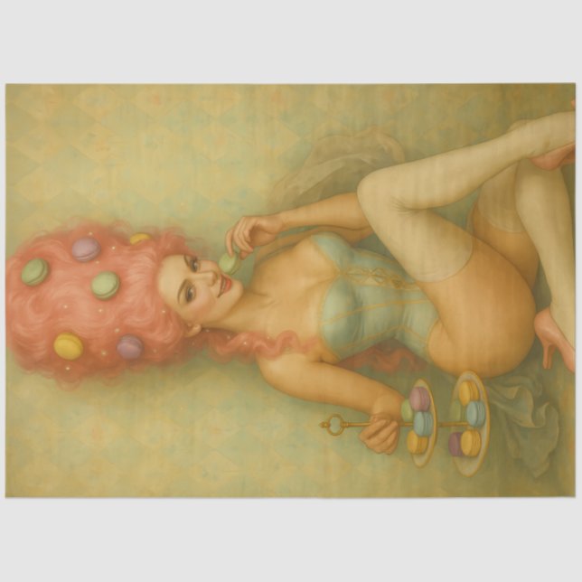 Confection Daydream – Pastel Macaron Rococo Tissue Paper (Front)