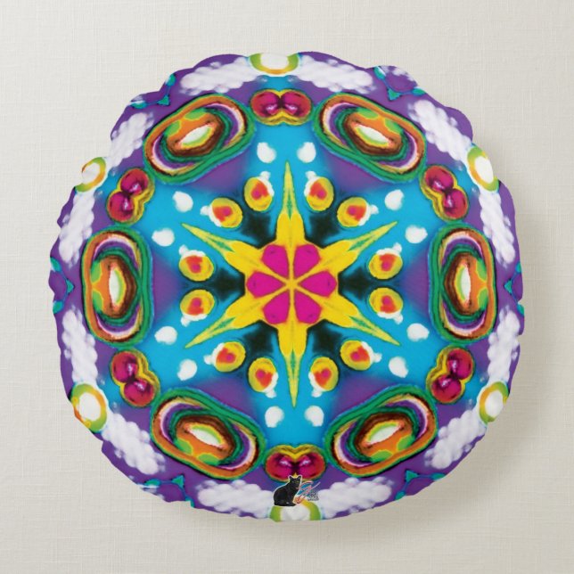 Confection Kaleidoscope  Round Pillow (Front)