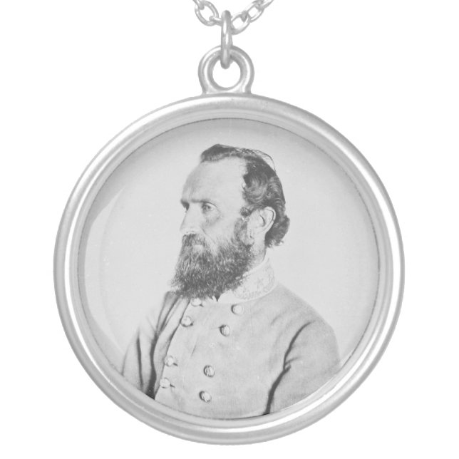 Confederate General Thomas J Stonewall Jackson Silver Plated Necklace (Front)