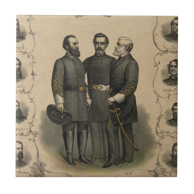 Confederate Generals Civil War 🎖️⚔️ Heroes  Ceramic Tile (Front)