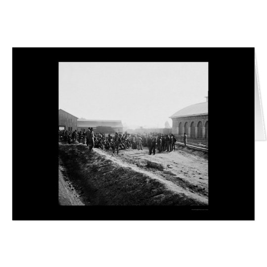 Confederate Prisoners at the Railroad Depot 1864 Card