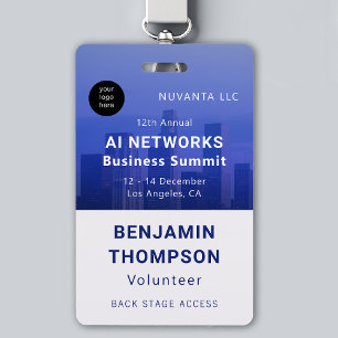 Conference Business Corporate Event Blue Photo Badge