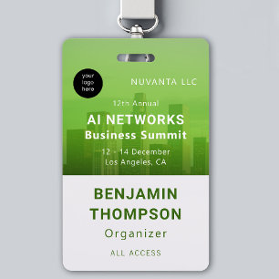 Conference Business Corporate Event Green Photo Badge