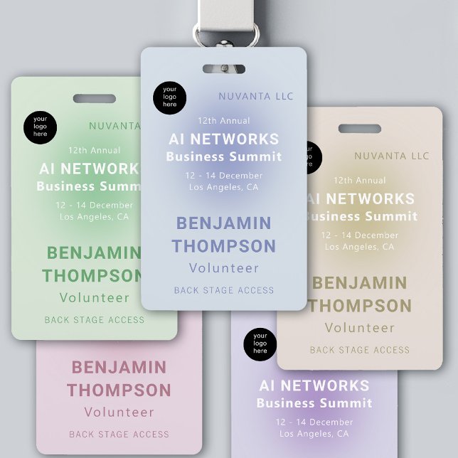 Conference Corporate  Business Event Logo Teal Badge (event badge template business corporate networking conference design modern brand story)