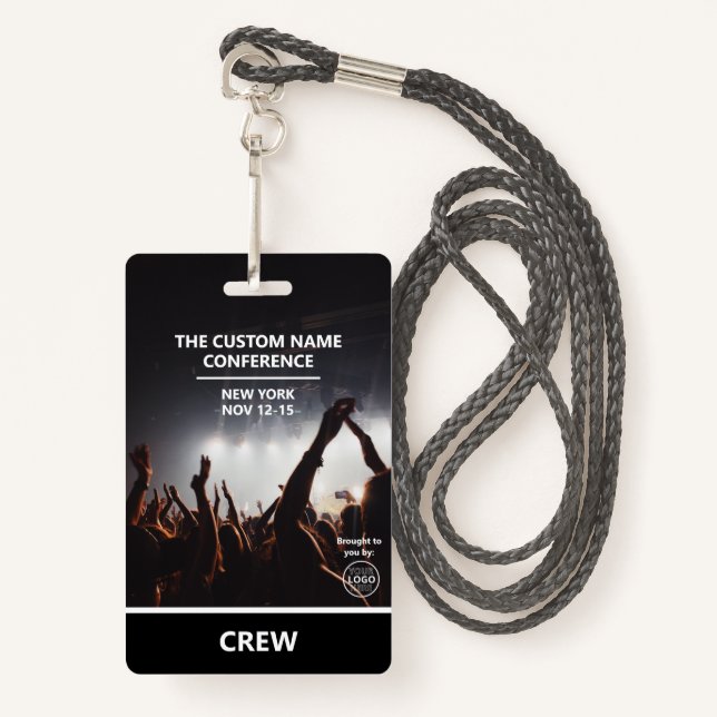 Conference Crew Access Pass QR Code Custom Badge (Front with Lanyard)