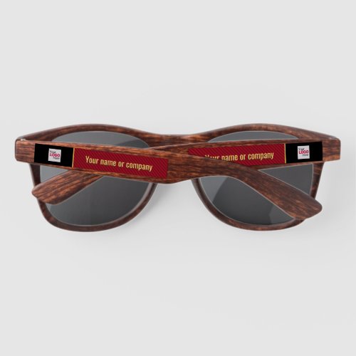 Conference Dark Red with Faux Gold Text Business Sunglasses
