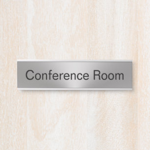 Conference Room Silver and Black Text Template Door Sign