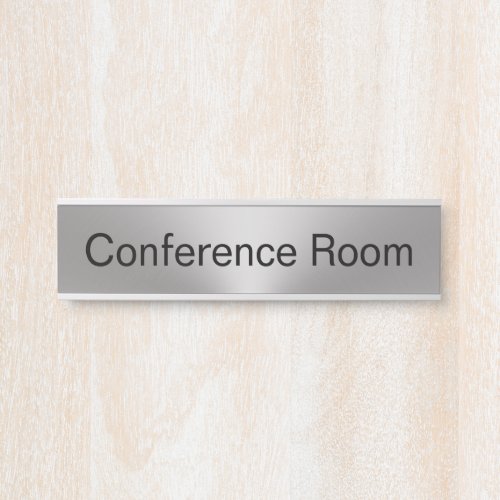 Conference Room Silver and Black Text Template Door Sign