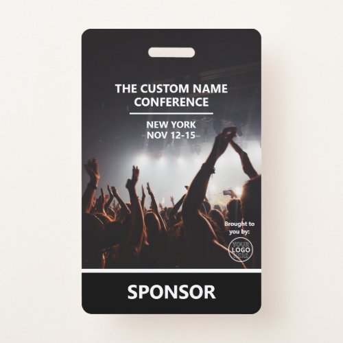 Conference Sponsor Access Pass QR Code Custom Logo Badge