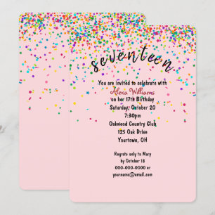 confetti 17th Birthday Party Invitation