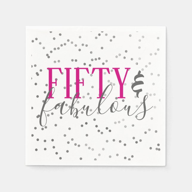 Confetti 50 and Fabulous Birthday Party Napkins (Front)
